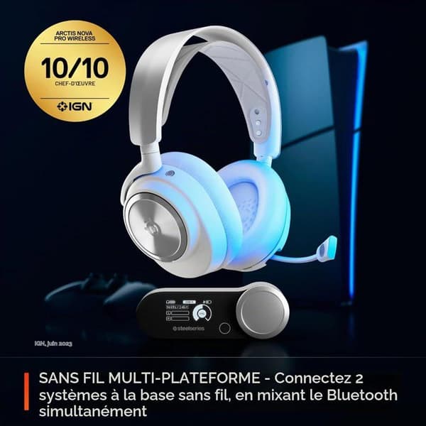 Trådlöst spelheadset - STEELSERIES - Arctis Nova Pro P - Vit