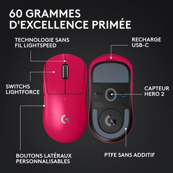 Gamingmus - Trådlös - Logitech G - Pro X Superlight 2 Lightspeed - Svart