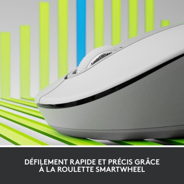 Logitech Signature M650 L trådlös mus - Tyst stor storlek, Bluetooth, programmerbara knappar - vit