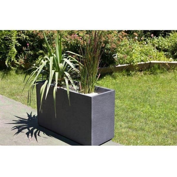 EDA Plastique Graphit rektangulär planterare 116 L, dubbelvägg, vattenretentionssystem, grå antracit 99,5x39,5x60 cm grå antracit 99,5 x 39,5 x 60 cm