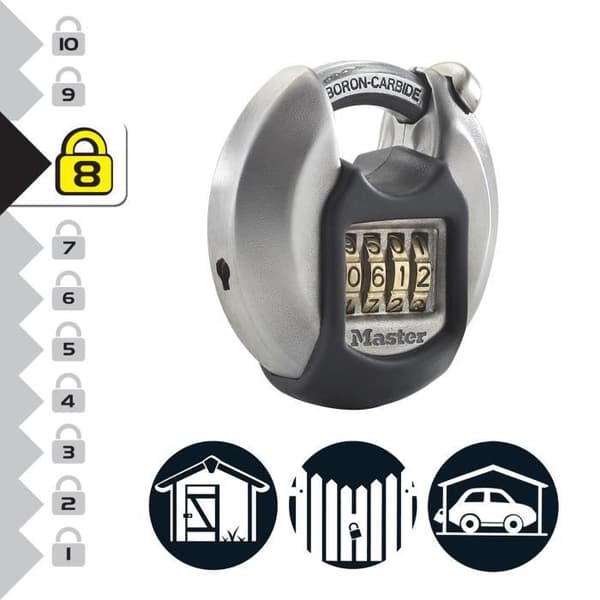MASTER LOCK Kombination av extern skivhänglås - Hög säkerhet - Skyddat handtag