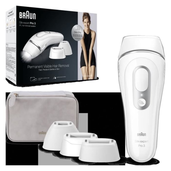 Braun Silk expert Pro 3 PL3230 - IPL för kvinnor, Home Pulsed Light Epilator, Vit/Silver