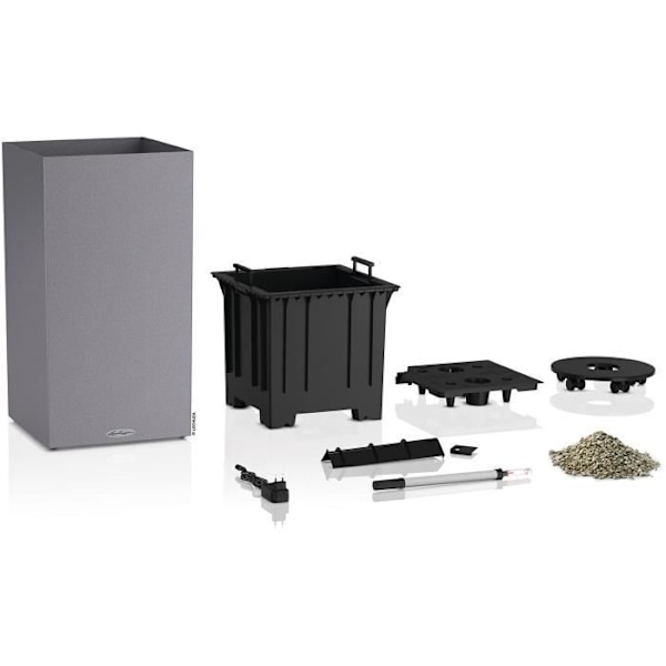 LECHUZA Canto Stone Column 40 blomkruka - komplett LED-kit, stengrå