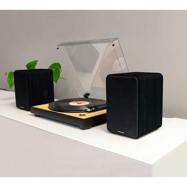 Set med 2 THOMSON WS600DUO högtalare med träskåp - Bluetooth 5.0 - 100W - Svart