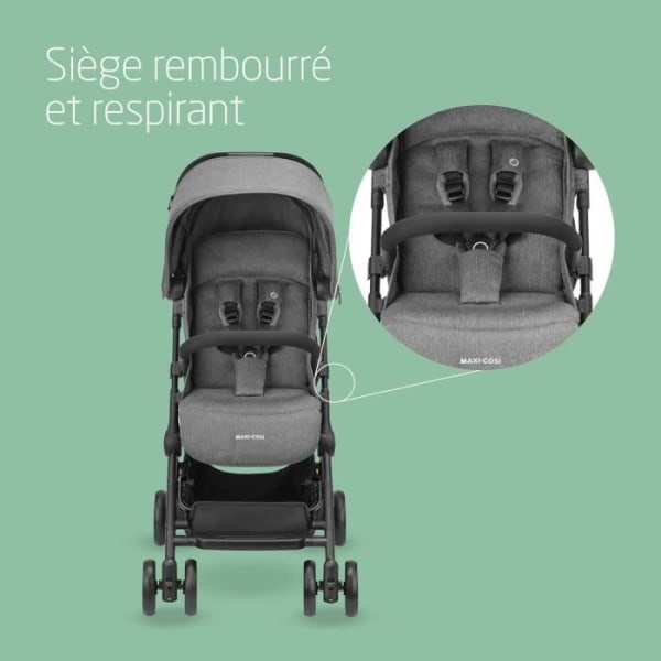 MAXI-COSI Ultrakompakt barnvagn Lara 2, 1233029110, från födseln till 4 år, upp till 22 kg, enkel att fälla ihop, Select Grey