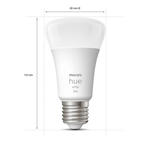 PHILIPS Hue White Smart LED-lampor E27 - Bluetooth-kompatibel paket med 2 st