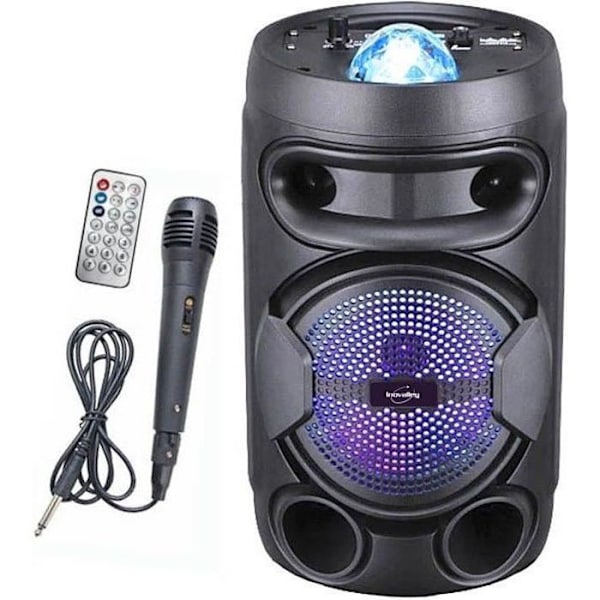 INOVALLEY KA02 BOWL - 400W Bluetooth -ljushögtalare - Karaoke -funktion - Flerfärgad LED -kalejdoskopkula - USB -port, Micro -SD