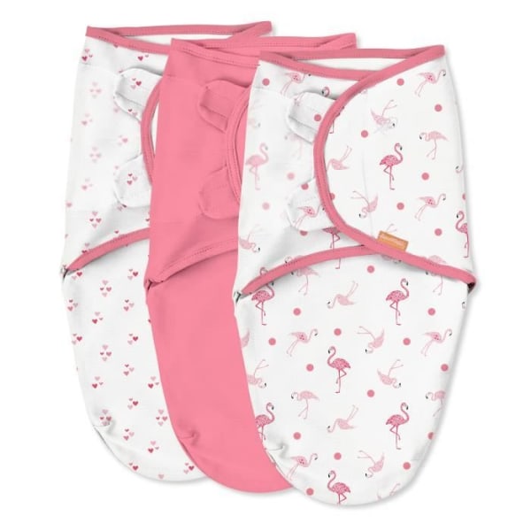 SUMMER Original Swaddle, filt, sovsäck, 0-3 månader, säkerhet och värme för baby, rosa flamingo fiesta, set om 3