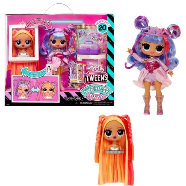 LOL Surprise Tweens Surprise Swap Fashion Doll- Bullar-2- Braids Bailey - 1 Tweens docka 17cm, 1 mini stylinghuvud och tillbehör