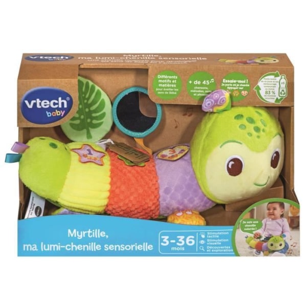 VTECH-MYRTILLE, MIN SENSORISKA LUMI-CHENILLE (ÅTERVINNA PLASTFLASKAR)