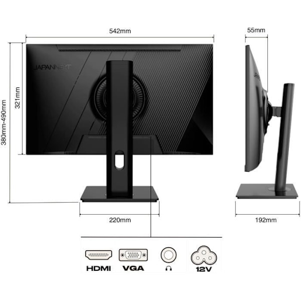 PC-skärm - JAPANNEXT - 23,8 FHD - IPS - 60Hz - Ergonomiskt stativ