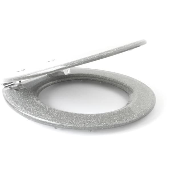 Toalettsits - GELCO DESIGN - Magnetisk mjukstängning - Glittrig grå
