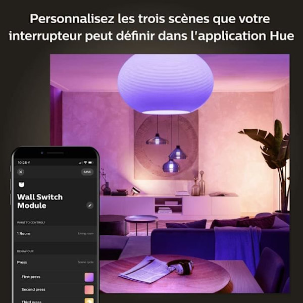 Philips Hue Wall Switch Module, 2, White Pack fungerar med Alexa, Google Assistant och Apple HomeKit