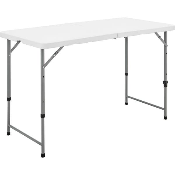 Fällbart receptionsbord för 4, 122 cm, stålram & PEHD-skiva, vit – höjd 58/74 cm Vit one size
