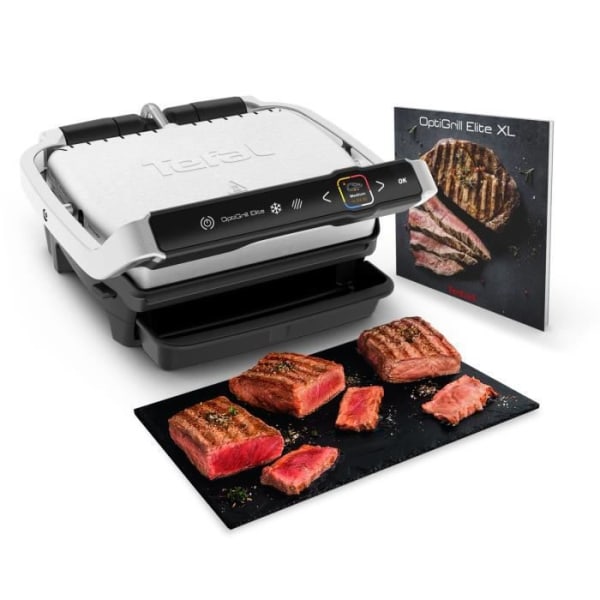 TEFAL OptiGrill Elite Electric Grill 12 automatiska program Frysta matfunktioner rostfritt stål / svart GC750D12