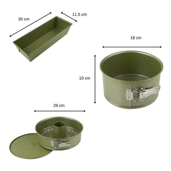Set med 3 kakformar - ZENKER - Green Vision - 18 till 30 cm