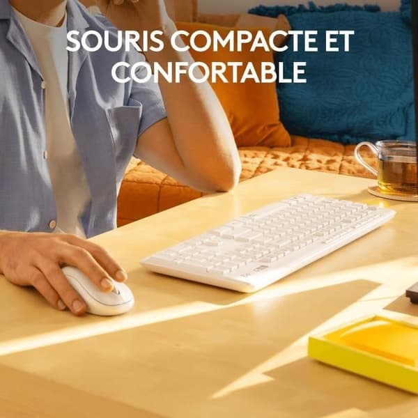 Pack tangentbordsmus - Trådlös - Logitech - MK295 - SilentTouch - Numerisk knappsats - Franskt AZERTY -tangentbord - Vit