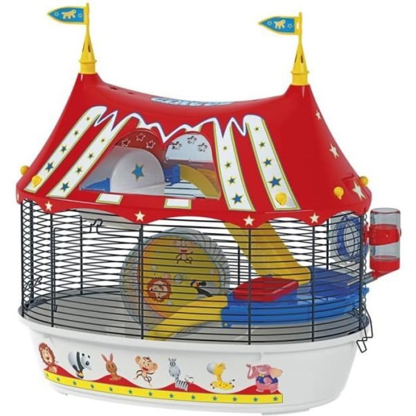 FERPLAST Cage Circus Fun 49,5x34x42,5 cm - Röd - För hamster