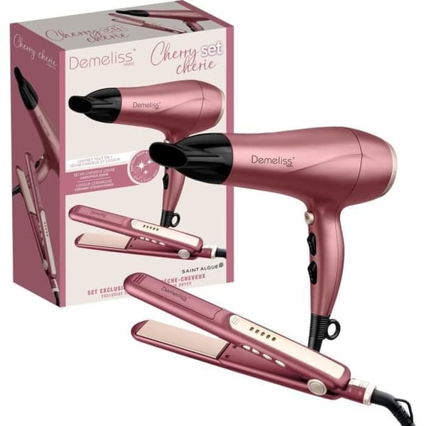 Plattång + hårtorkset - DEMELISS - 2200 W - Cherry Chérie