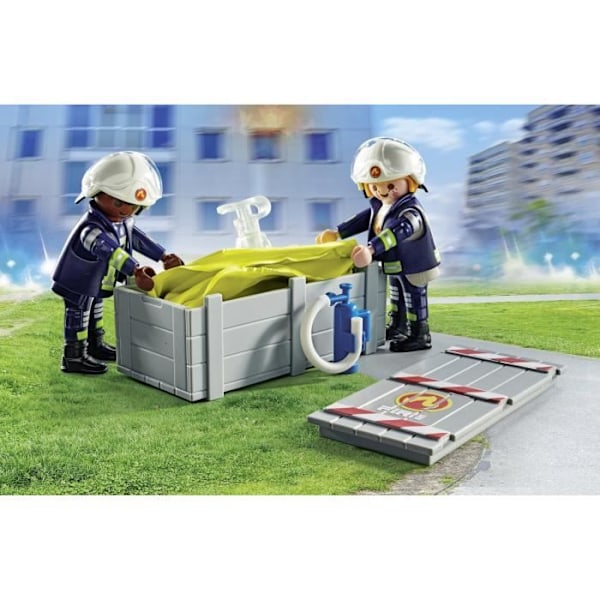 PLAYMOBIL 71465 Brandmän med räddningskudde - Action Heroes - Brandmän - från 4 år och uppåt