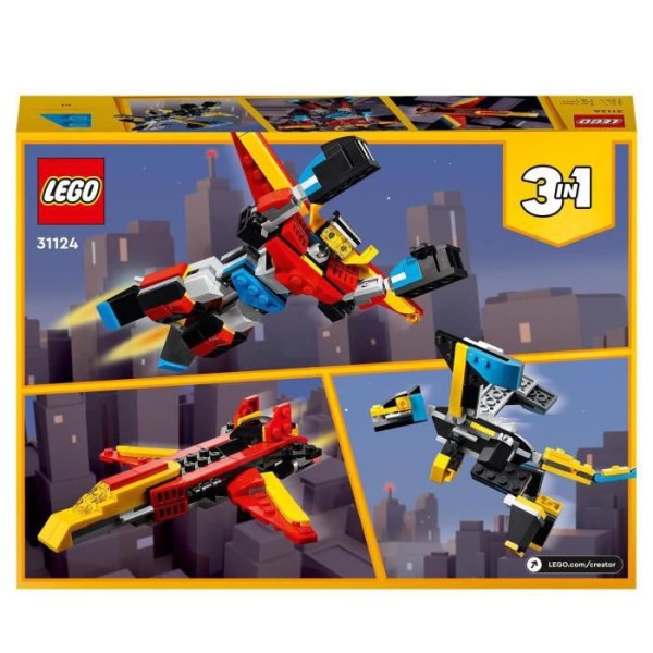 LEGO 31124 Creator 3-i-1 superrobot, förvandlas till drak- och jetplan, kreativ för barn från 7 år och uppåt