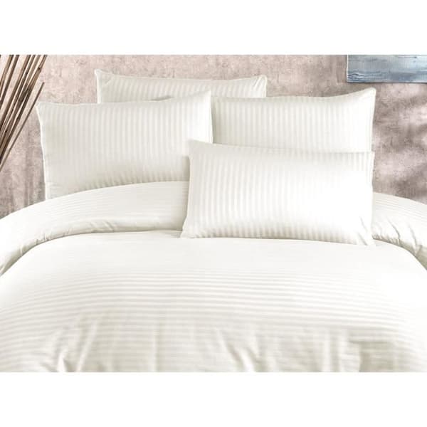 Bäddset - 1 påslakan 220 x 240 cm + 2 örngott 60 x 60 cm - 70% polyester, 30% bomull - Krämfärgad