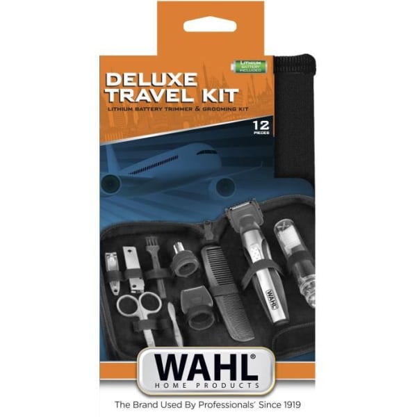 WAHL 05604-616 - Deluxe resesats - Precisionstrimmer litiumjonbatteri och toalettpåse - Roterande huvud - Kam