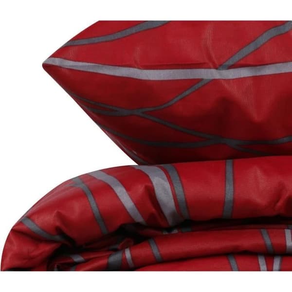 Bäddset - 1 påslakan 220 x 240 cm + 2 örngott 60 x 60 cm - 65% bomull, 35% polyester - Röd