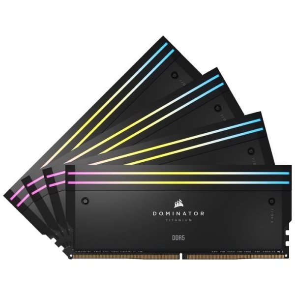 RAM-minne - CORSAIR - Dominator Titanium RGB DDR5 - 64GB 4x16GB DIMM - 6400MT/s - Intel XMP 3.0 - 1.35V - Svart (CMP64GX5M4B6400C3