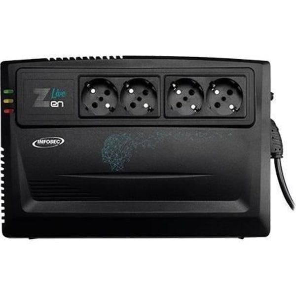 INFOSEC Zen Live 800 - Line Interactive 800 VA UPS 4-uttag FR / SCHUKO - 2 års garanti