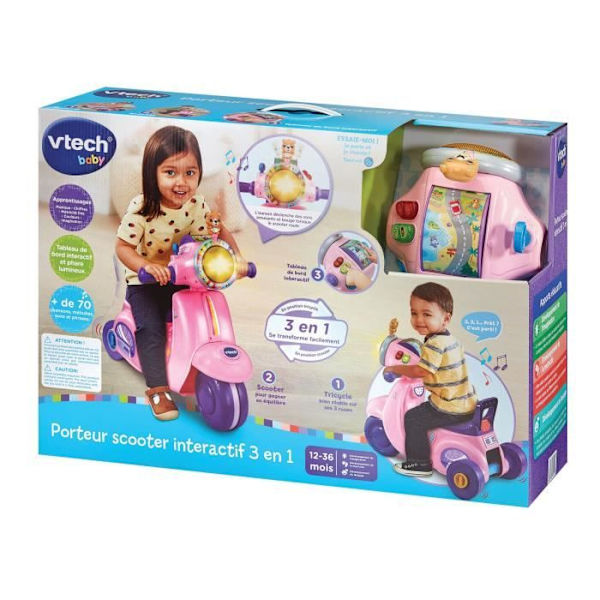 VTECH INTERACTIVE SCOOTERRIDE 3 I 1 ROSA