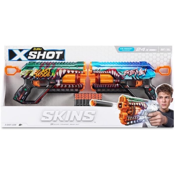 Pack Blasters - ZURU - XSHOT Skins Griefer 2PK - Roterande pipblasters med 27 meters skott och 24 pilar ingår