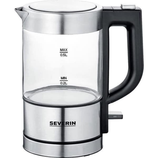 Elkedel - SEVERIN - WK 3472 - 0,5 L - 1100W - Glas/Rustfrit stål - 360° fod