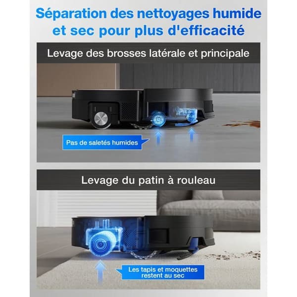 ECOVACS Deebot X11 OmniCyclone robotdammsugare och mattvätt med varmvattensystem OZMO Roller 2.0 Svart one size