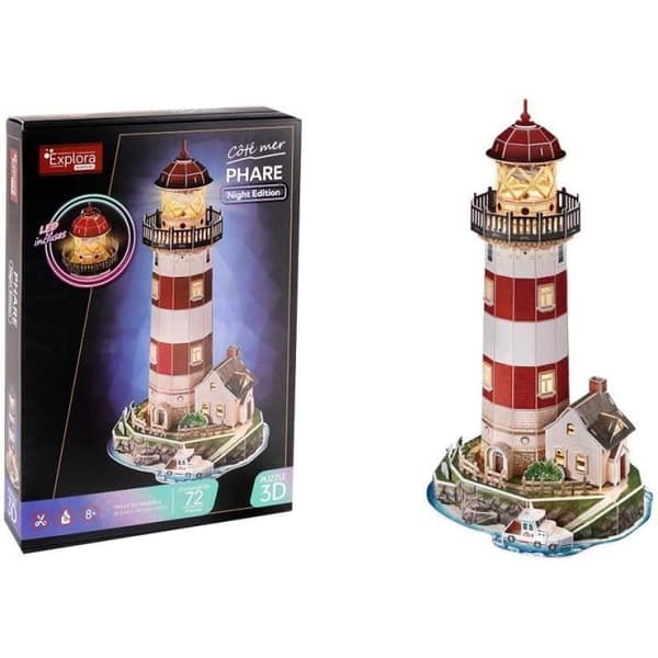 3D Lighthouse Puzzle - Byggspel - EXPLORA - 72 bitar - från 8 år och uppåt