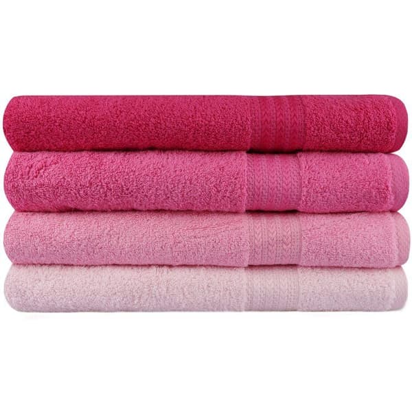 Set med 4 badhanddukar - 70 x 140 cm - Rosa