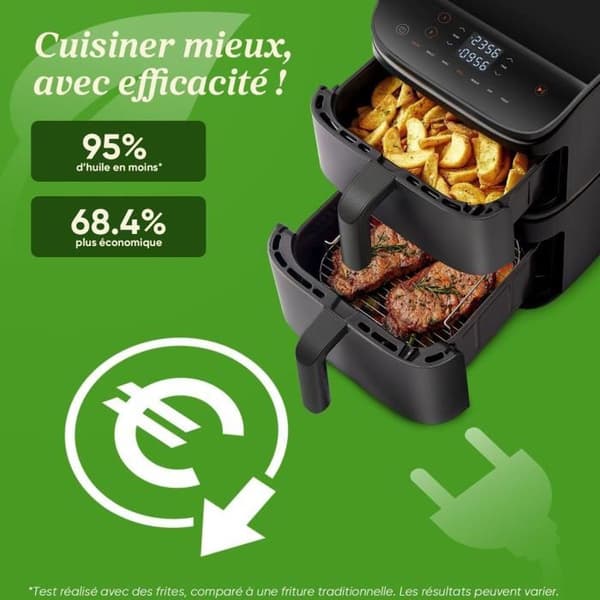 COSORI Turbo Tower dubbelfritös 10,8 L, 2630 W, touch, 7 program, 30–230°C, svart svart 10,8 L