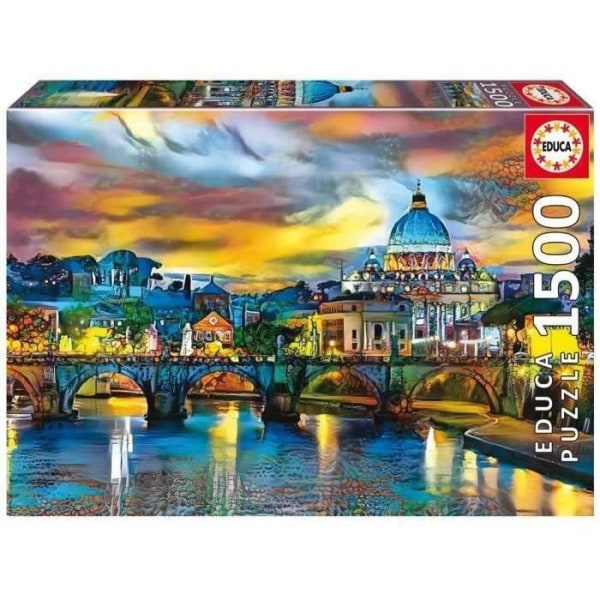 Basilica Saint-Pierre och Pont Saint-Ange-Puzzle på 1500 stycken