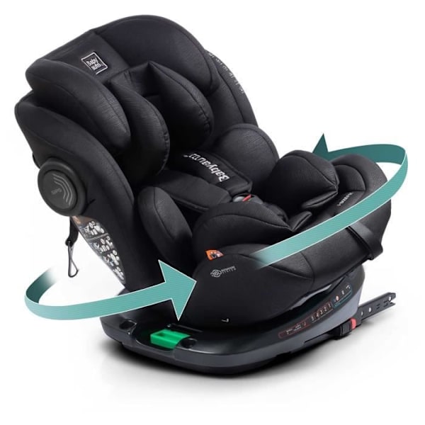 Bilbarnstol - BABYAUTO - GYRO BLACK LINE EMBOSSED - Från födsel till 12 år - 0-36 kg - I-Size - ISOFIX - 360° vridbar - R129