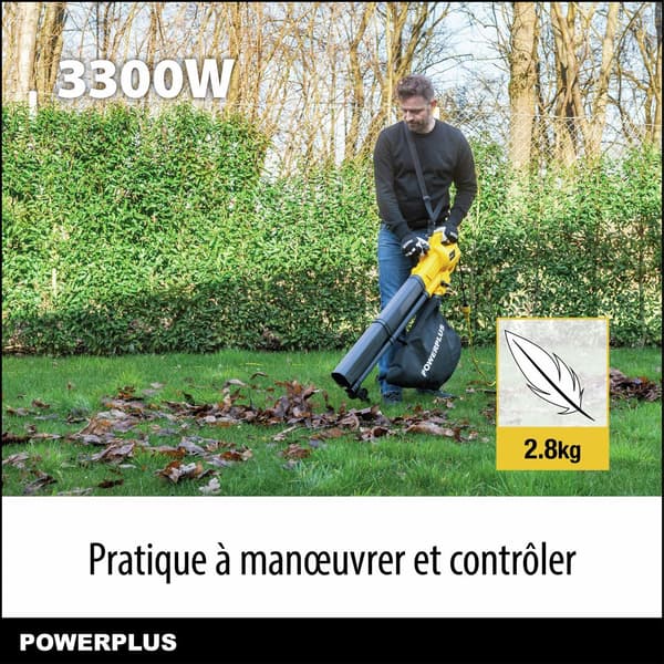 Elektrisk lövblås - POWER PLUS - POWEG4030 - 3300 W - Maximal lufthastighet på 250 km/h