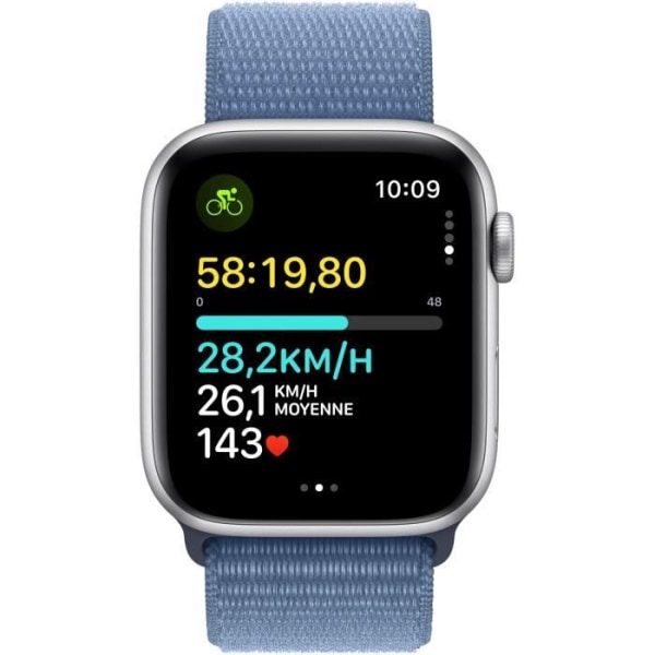 Apple Watch SE GPS - 44mm - Silver aluminiumfodral - Winter Blue Sport Loop Strap