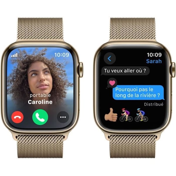 Apple Watch Series 9 GPS + Cellular - 45 mm - Guld stålfodral - Guld Milanese Loop Armband
