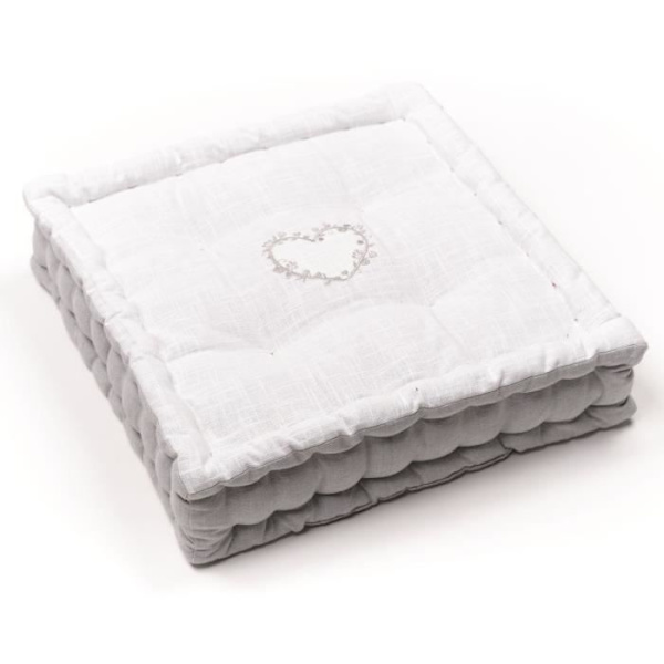 Golvkudde - TODAY - CHARME - Slub x Chambray x Constance Broderi - 40 x 40 x 10 cm