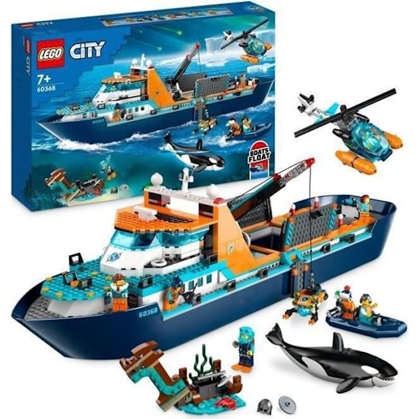 Lego City 60368 Det arktiska utforskningsfartyget, stor flytande båtleksak, barns gåva