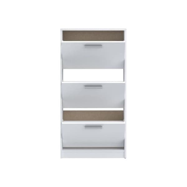 Skoskåp - 6 par - Mattvit - 3 nedfällbara dörrar - B58,2 x D20,4 x H115,5 cm - MAC