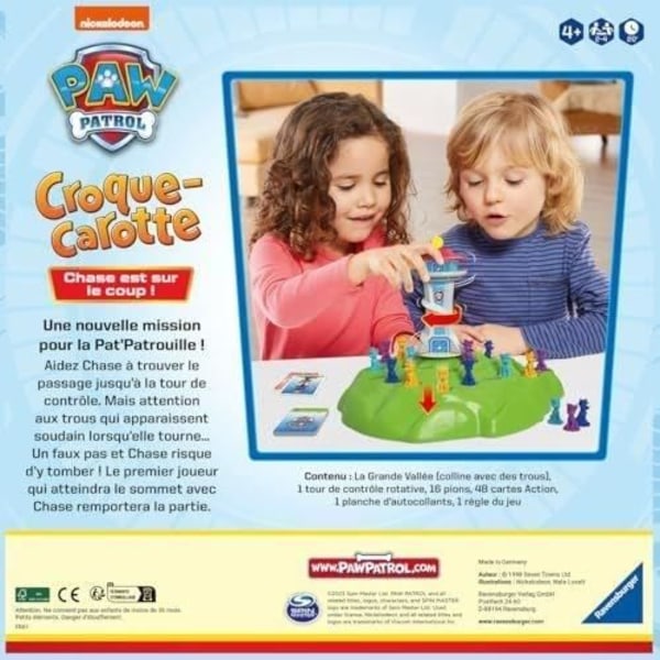 Carrot Crunch Paw Patrol, Fun Trail Game, Ages 4+, 22385, French Version, Ravensburger
