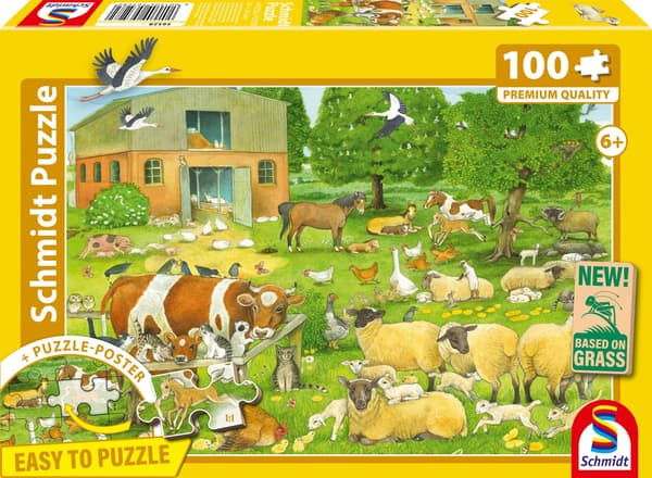 Pussel - SCHMIDT SPIELE - Husdjursfamiljer - 100 bitar - Ålder 6+