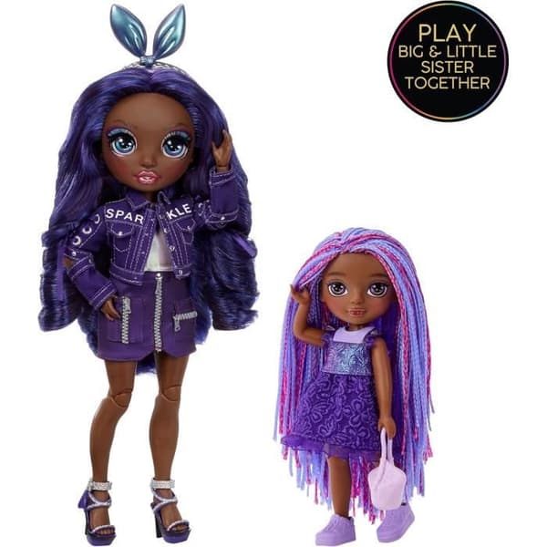 Rainbow High Littles - 15 cm docka + husdjur - mörklila - från 4 år
