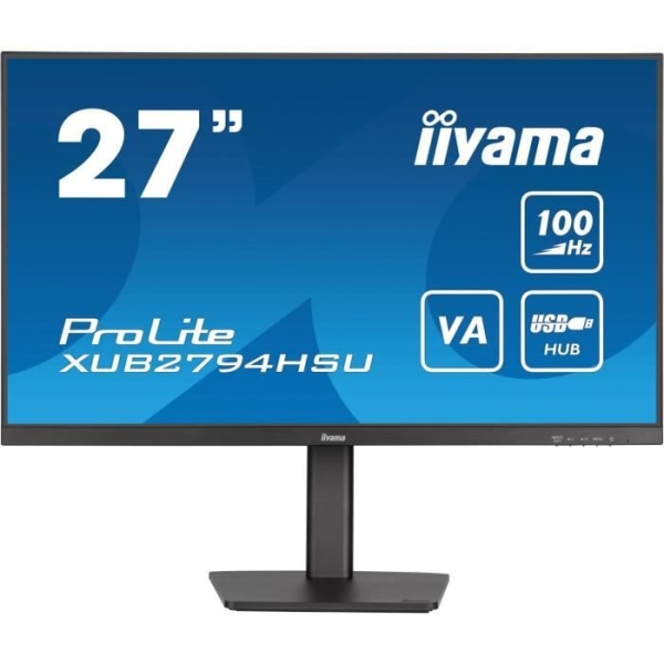 PC-skärm - IIYAMA - XUB2794HSU-B6 - 27 VA FHD 1920 x 1080 - 1ms - 100Hz - HDMI DP - Fast stativ