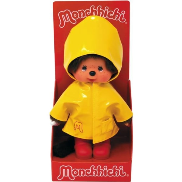 BANDAI Monchhichi - Ikonisk regnrock 20 cm - Gul